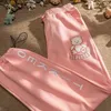 Houzhou Kawaii Joggers Kobiety Spodnie Harajuku Koreański Moda Wysoka Talia Cute Casual Pink Sports Soft Girl Oversize Dreset 211115