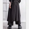 Мужские брюки Slouchy Culottes False Два нерегулярных шортах с широкими ногами темные брюки в стиле Yamamoto Style