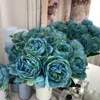 30cm Rose Pink Silk Peony Artificial Flowers Bouquet Big Head and 4 Bud Cheap Fake Flowers for Home Wedding Decoration indoor Y0638418328