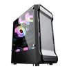 ATX Towers Computer Gaming Case Desktop Support M-ATX / ITX moderkort med härdat glas - svart