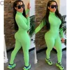 Monos de mujer Deisgner Slim Sexy Color sólido Bodycon Romper Body de manga larga Cremallera Cuello alto Elegante Longitud total DHL 7 colores