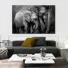 Éléphant imprime Animal affiche toile peinture mur Art photo pour salon décor à la maison moderne Cuadro noir et blanc pas de cadre