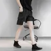 [EAM] Women Black Irregular Big Pocket Wide Leg Shorts High Waist Loose Fit Trousers Fashion Spring Summer 1DD7712 21512