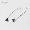 Geometrische Dreieck Zirkonia Tropfen Ohrringe für Frauen Mädchen Koreanischen Stil Baumeln Ohrring Echte 925 Sterling Silber Schmuck 210707