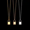 Top Qualität Edelstahl Lock Anhänger Halsketten 3 Farben vergoldet Klassische Stil Logo Gedruckt Frauen Designer Schmuck