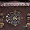 عبر الجسم بو الجلود المرأة مصمم حقائب الفتيات المتسوقات المحافظ الأزياء steampunk الصناعية الرجعية نمط ساعة برشام أكياس crossbody