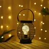 Creative LED Iron Lantern Night Light Portable Battery Powered Table Lamp Home Festive Decor