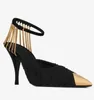 Luxus Damen Vesper Sandalen Schuhe Slingback Pumps Lackleder Metall Zehenkappe Lady Fashion High Heels Komfort Walking Abend Lady PumpsEU35-40.BOX