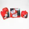 Oven Mitts 1 Set Useful Portable Cute Christmas Insulated Glove Mat Apron Comfortable Convenient For Daily Use