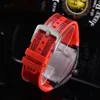 P Quality Quartz Movement Men Watches Carbon Fiber Case Sport Sport Wristwatch Rubber Strap Waterproof Watch Date3241401