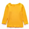US Warehouse Herfst Baby Meisjes Lange Mouw Solid T-shirt Kinder katoen Tops Tees Casual Blouse