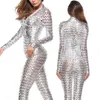 Dambyxor Capris Dam Mesh Hål Dragkedja Kunstläder Tight Jumpsuit Nattklubbsbody Perfekt för Party Club Outfits Perfekt Gif