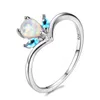 Luckyshine Matka Prezent Drop White Crown Fire Opal Crystal Gems Ring 925 Sterling Posrebrzane Party Wedding Pierścienie Dla Kobiet 3523 Q2