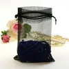13x18cm zwarte sieraden tassen bruiloft gunst geschenk tas goedkope organza pouches aangepaste logo afdrukken 100pcs / lot groothandel