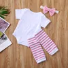 0-24M Valentinstag geboren Säugling Baby Mädchen Kleidung Set Sommer Kurzarm Brief Strampler Beinlinge Outfits 210515