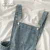 Lato Kobiety Denim Sundress Casual Niebieski Kombinezon Spaghetti Pasek Krótkie Dżinsy Dress 210415