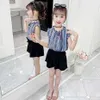 Teen Girls Clothing Rainbow Stirped Vest + Short Costume For Clothes Girl Summer Children's 6 8 10 12 14 210528