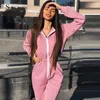 Winter vrouwen oor kapper jumpsuit lange mouw schattige rits sweatshirt rompers vrouwelijke jumpsuit high taille warme overalls 210709