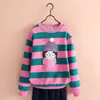 Bluza dla dziewcząt Sweter Winter Sweter School Children Sweter Paski Dziewczyny Ubrania Wiosna Dzieci Topy 20211227 H1