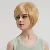 Short Synthetic Wig Simulation Human Hair Wigs Hairpieces With Bangs That Look Real Perreques For White Black Women K82