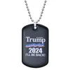 Trump 2024 collana pendente lettera stampa stampa catena per perline in acciaio inox collane di fascino gioielli