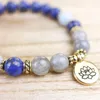 Link Chain MG1337 A Grade Natural Lapis Lazuli Mala Bracelet Labradorite Healing Energy Meditation Beads Jewelry Inte22