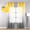 Amarelo cinza linho pura cortinas para quarto sala de estar gradiente semi voile cortina de janela corta ilhós tops princesa sala 210913