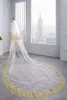 Bridal Veils 2021 Applicques Wedding Veil Gold Lace Edge Long Accessories 3 5 Meter White Ivory Tulle 286e