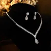 Earrings & Necklace FYUAN Simple Geometric Rhinestone For Women Water Drop Crystal Wedding Bride Jewelry Sets Accessories