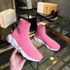 Balencigas Balenciagas Knit 7A Sole Designer på lyxig sockrosa stretchhastighetsslip svart snäckhet och vita klara sporttränare skor sneakers med Box Qsag