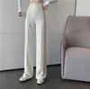 Yaz Kore Geniş Bacak Pantolon Yüksek Bel Uzun Gevşek Düz Ofis OL Lady Sokak Rahat Uzun Pantolon Kadın Ofis Takım Elbise Pantolon Q0801