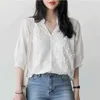 Bethquenoy Borduurwerk Blouse Witte shirts Dameskleding Plus Size Katoen Tops Camisas Blusas Mujer de Moda 2020 Chemisier Femme H1230