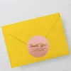 1,5 pollici cerchio lamina d'oro grazie etichetta adesiva adesiva 500 pz/rotolo rosa colorato stampato sigillo regalo sacchetto di rotolamento e adesivi scatola
