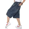 Schinteon Summer Plus Size Wide Leg Beans Shorts Skate Masculino Skate Swag Baggy Homens Denim Calças 42 44 210716