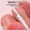 Höst Vinter Solid Pu Boys Girls House Tofflor Plush Warm Barn Floor Slippers Vattentät Anti Slip Soft Toddler Barnskor 211119