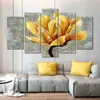 Gemälde 5 Panels Home Docor Gelbe Blume Poster und Drucke Leinwand Malerei große Wandkunst Bilder für Wohnzimmer Wanddekoration