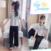 Teen Girls Clothing Letter Tshirt + Pants Clothes Summer Outfit Casual Style Children's 6 8 10 12 14 210528