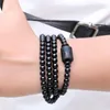 Perlen Stränge Schwarz Stein Perlen Therapie Armband Für Männer Frauen Natürliche Heilung Ball Stretch Charme Armreif Schmuck Kent22