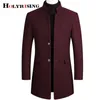 Men's Wool & Blends Winter Men Jacket High-quality Thick Coat Casual Woolen Pea Male Trench Overcoat 19018-5