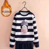 Sweat-shirt pour les filles Hiver Fleece School's Children's Sweater Stripe Clothes 10 12 ans épaissir les enfants de printemps Tops 2101156145630