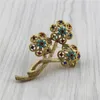 Pins, Brooches 2021 European And American Retro Style Matte Gold Inlaid Semi-precious Stones Blue Beads Flower Brooch Lady