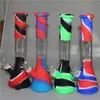 11.42 inches Silicone Bongs hookah Water Pipe Glass Bong Oil Rigs Smoking Pipes with mix colors tobacco handPipe