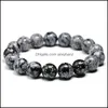 Armbänder Natur A Grand Schneeflocke Obsidian Armband Chakra Handgelenk Mala Perlen Schmuck Männer Frauen Schutz Mut Geschenk Perlen, Stränge Tropfen