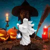 Enfer Messager Avec Lanterne Fantôme Cherchant Lumière Sorcière Résine Statue Réaliste Sculpture Halloween Ornement Lampe Décorative 211105
