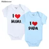 Kledingsets 2021 Mode Kleine Katoenen Baby Gilrs Body I Love Momi Papa Gedrukt Korte Mouwen Geboren Meisjes Kleding9412026