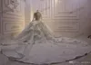 Luxe manches longues robe de bal robes de mariée vraies images saoudien dubaï grande taille robe de mariée cathédrale Train