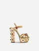 2021 pelle verniciata Ladies diamond Pearl ricama SANDALI 14CM Chunky tacco alto piattaforma 3CM open peep-toe Palazzo americano europeo SCARPE oro 35-43