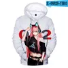 Den mest populära Darling i Franxx 3D Hoodie Fashionable Anime Zero Två Hoodie Sweatshirt Söt pojke Tjej Kläder Unisex Pullover Y0319