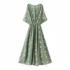 Women Polka Dot Elegant Chiffon Long Dresses Summer V Neck Split Sexy Party A Line Sleeveless Vintage Casual 210515