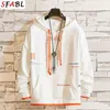 Sfabl mode mens hip hop hoodie sweatshirt stor ficka hoodie streetwear man casual svart vit hooded pullover män 210818